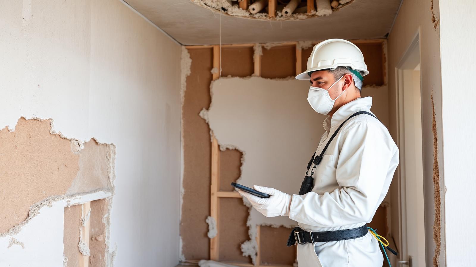 Chantier de démolition inspecté par un diagnostiqueur